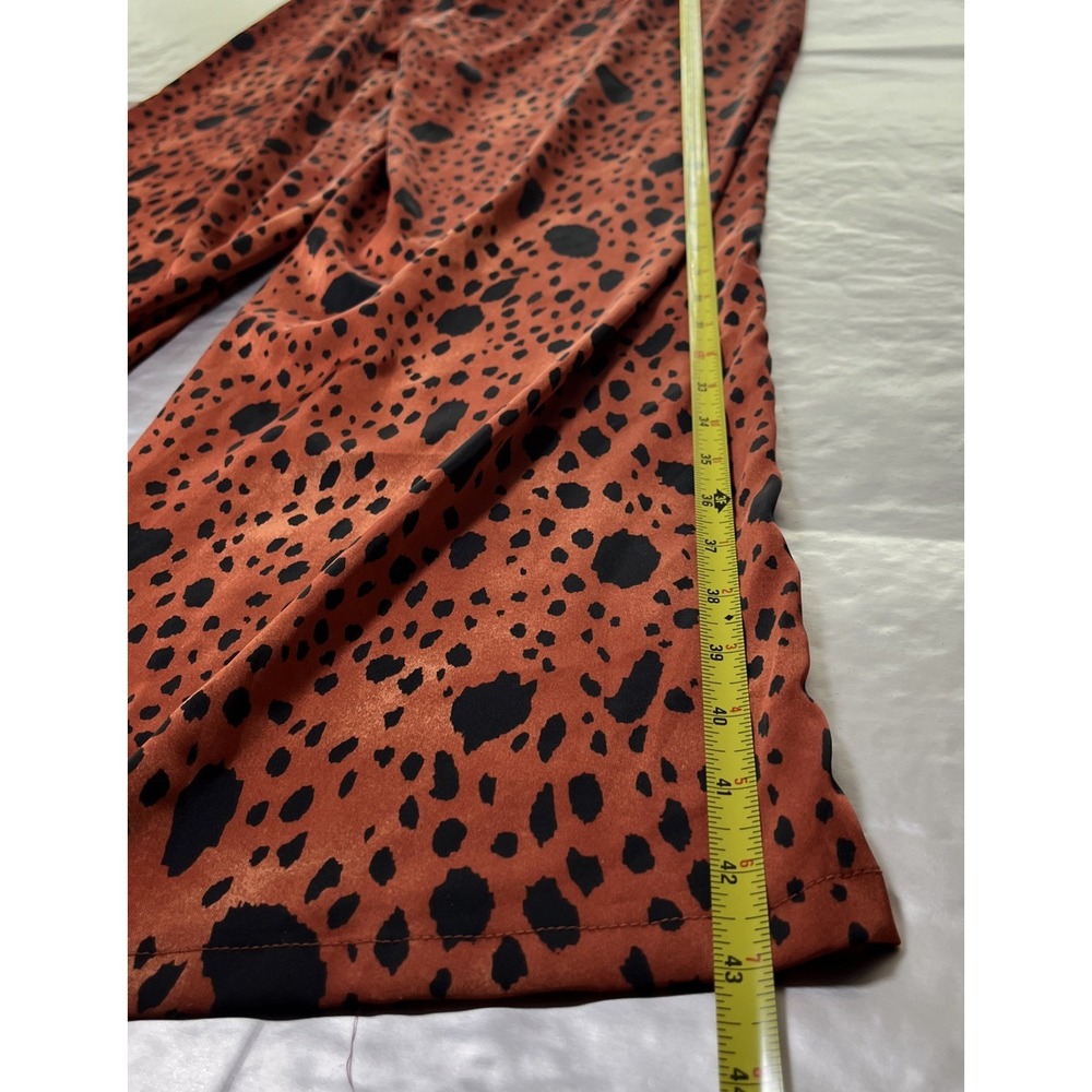 Forever 21 Satin Pants Leopard Print Elastic Pullon Silky Loungewear Copper LG - Picture 5 of 9
